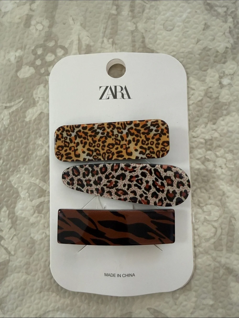 ZARA NWT Animal Print Hair Clip Barrette Set Leopard Tiger